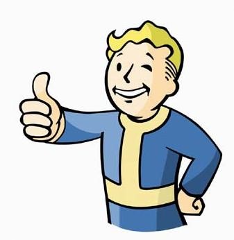 Vault boy giving the thumbs up from the game fall out